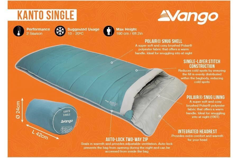Vango Kanto Single Sleeping Bag 4 Vango Kanto Single Sleeping Bag - Image 4