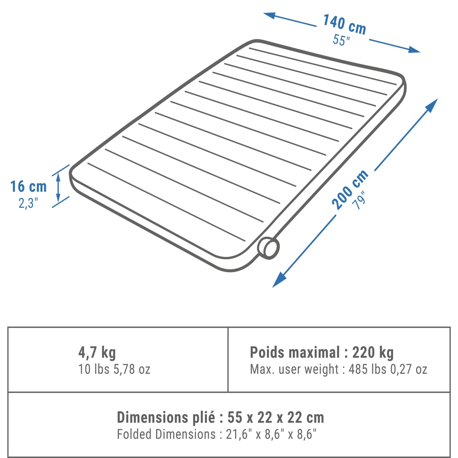 Quechua INFLATABLE CAMPING MATTRESS - AIR SECONDS COMFORT 140 CM 2 Quechua INFLATABLE CAMPING MATTRESS - AIR SECONDS COMFORT 140 CM - Image 2